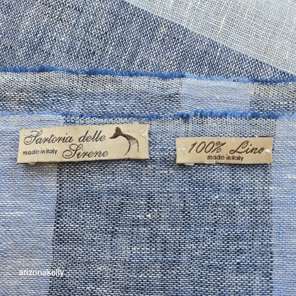 Linen Scarf Sartoria delle Sirene Italy Blue Stripe